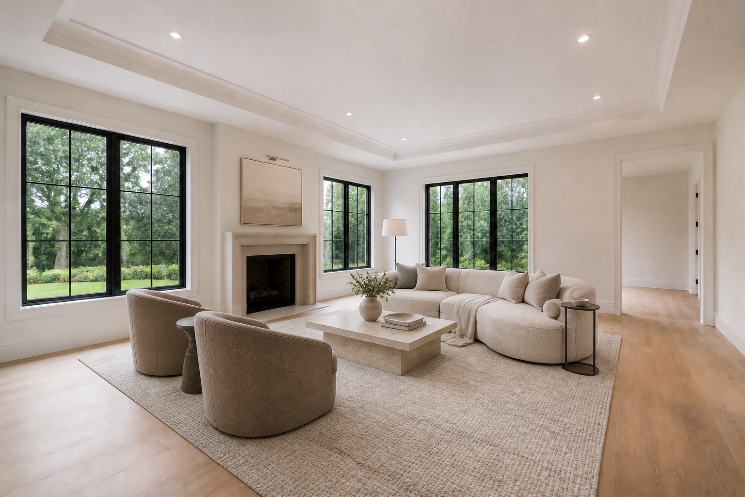 Virtually staged living room used in a real-estate listing reel